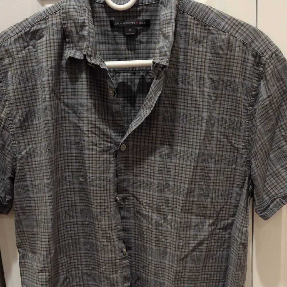John Varvatos Charcoal Checkered Shirt Men's M With Blue-ish Undertones